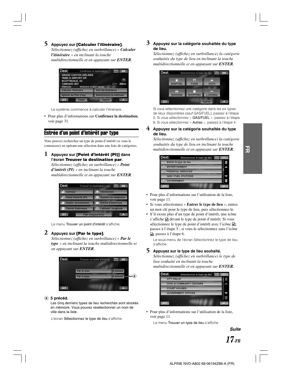 Entrée d’un point d’intérêt par type | Alpine NVD-A802 User Manual | Page 102 / 252