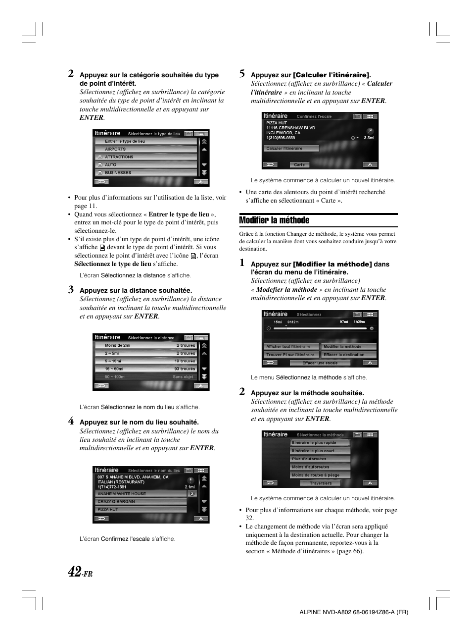 Modifier la méthode | Alpine NVD-A802 User Manual | Page 127 / 252