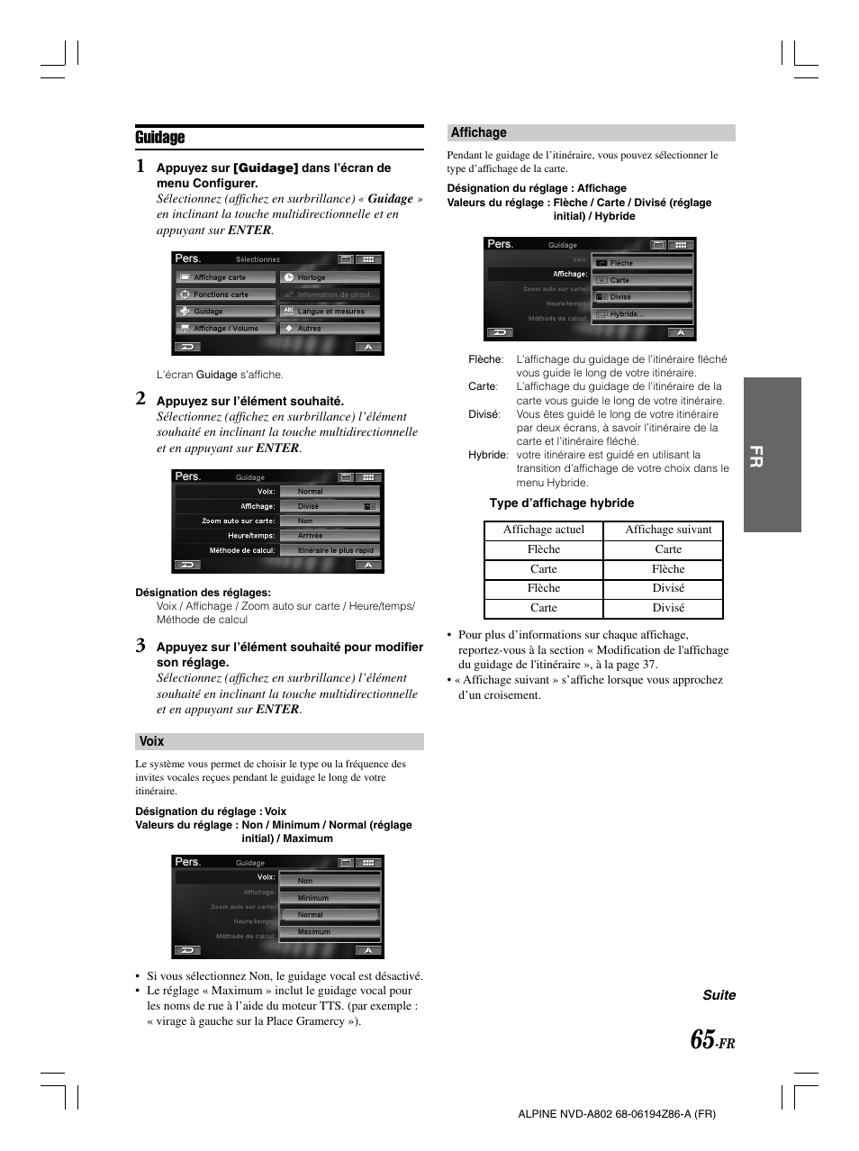 Guidage | Alpine NVD-A802 User Manual | Page 150 / 252