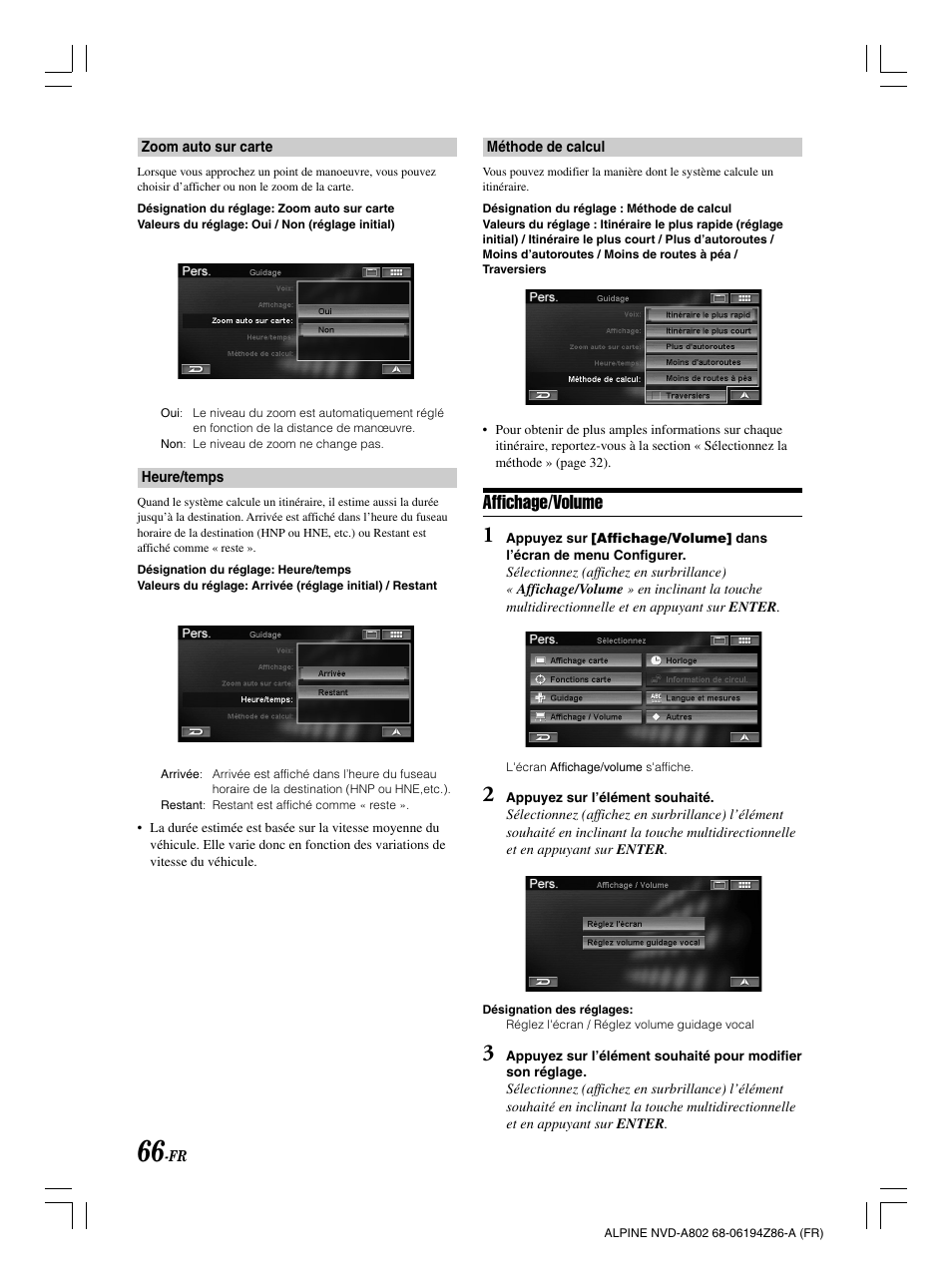 Affichage/volume | Alpine NVD-A802 User Manual | Page 151 / 252