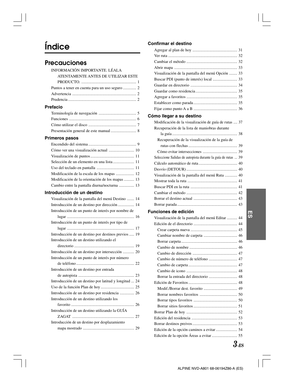 English, English índice, Precauciones | Alpine NVD-A802 User Manual | Page 170 / 252