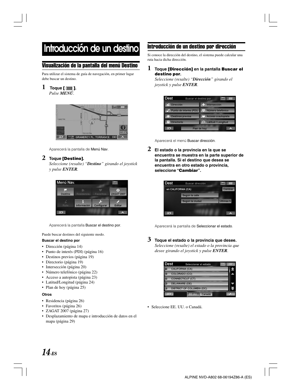 Introducción de un destino | Alpine NVD-A802 User Manual | Page 181 / 252