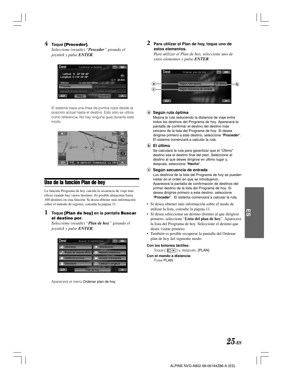 Uso de la función plan de hoy | Alpine NVD-A802 User Manual | Page 192 / 252