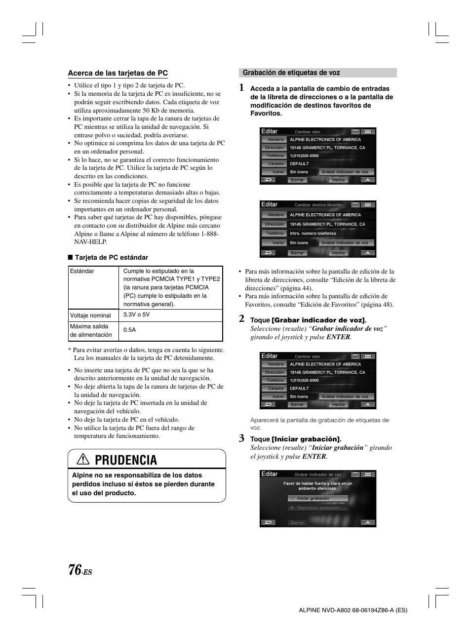 Prudencia | Alpine NVD-A802 User Manual | Page 243 / 252