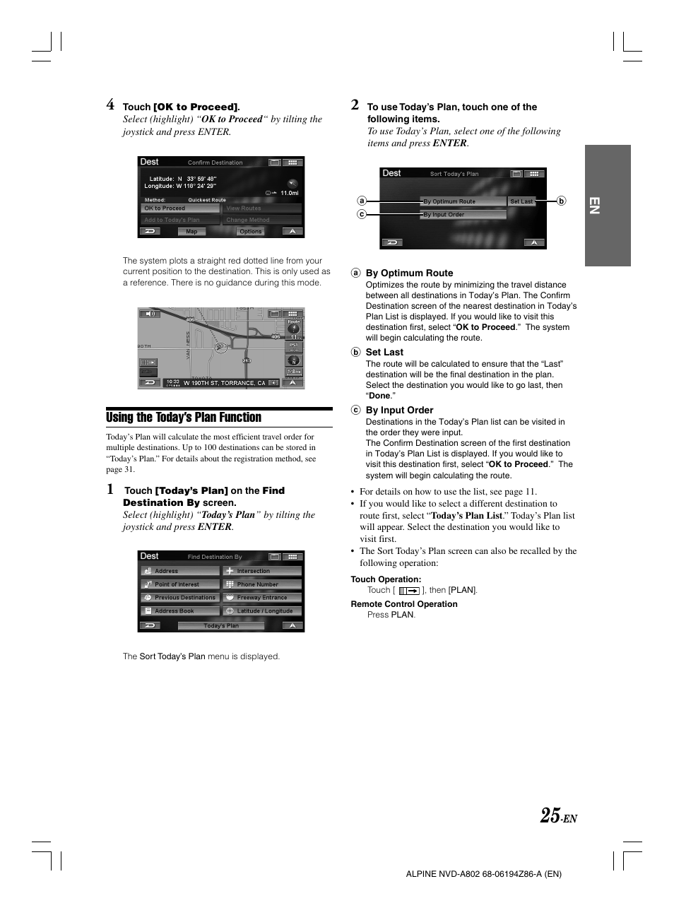 Using the today’s plan function | Alpine NVD-A802 User Manual | Page 28 / 252