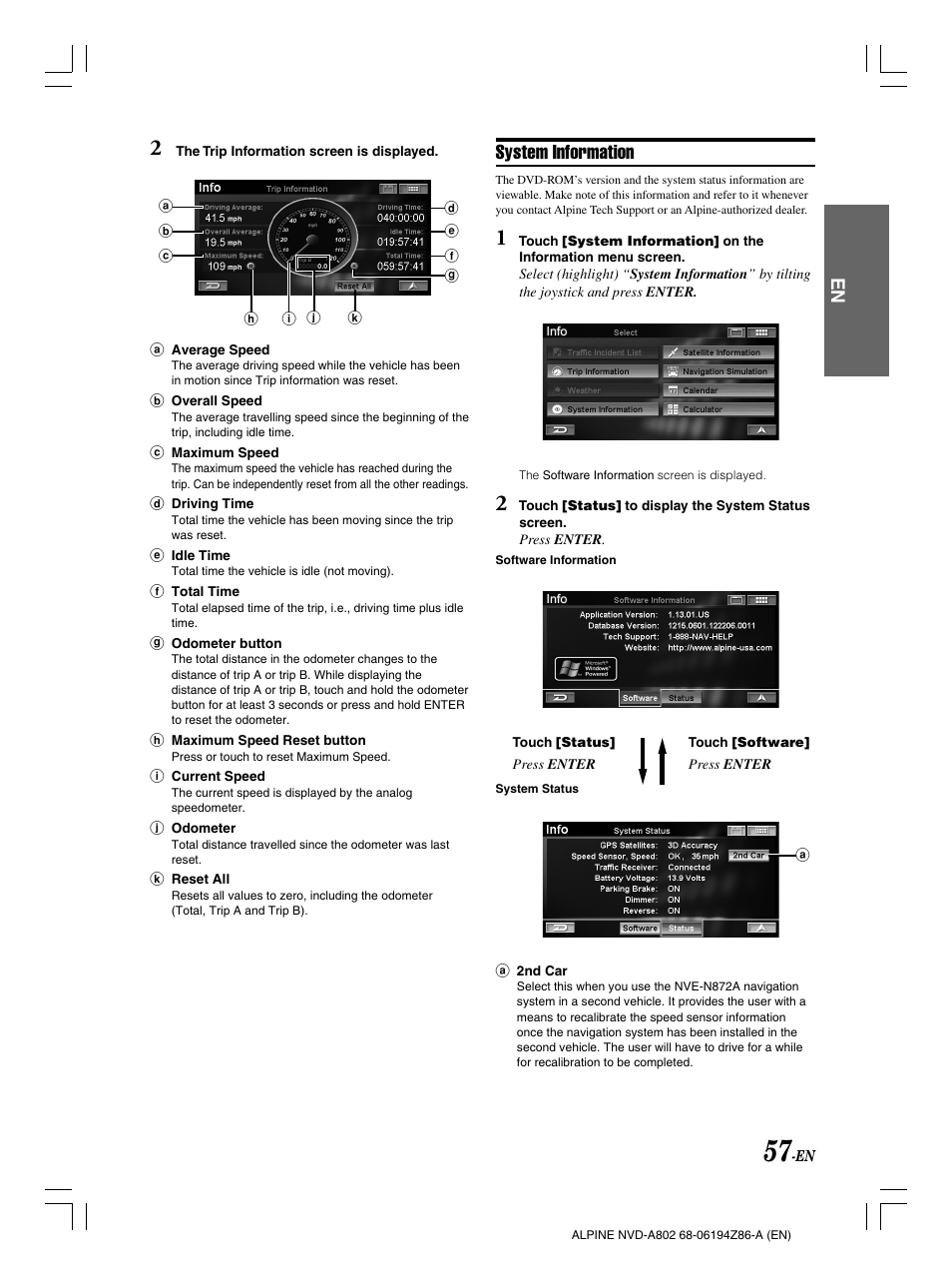 System information | Alpine NVD-A802 User Manual | Page 60 / 252