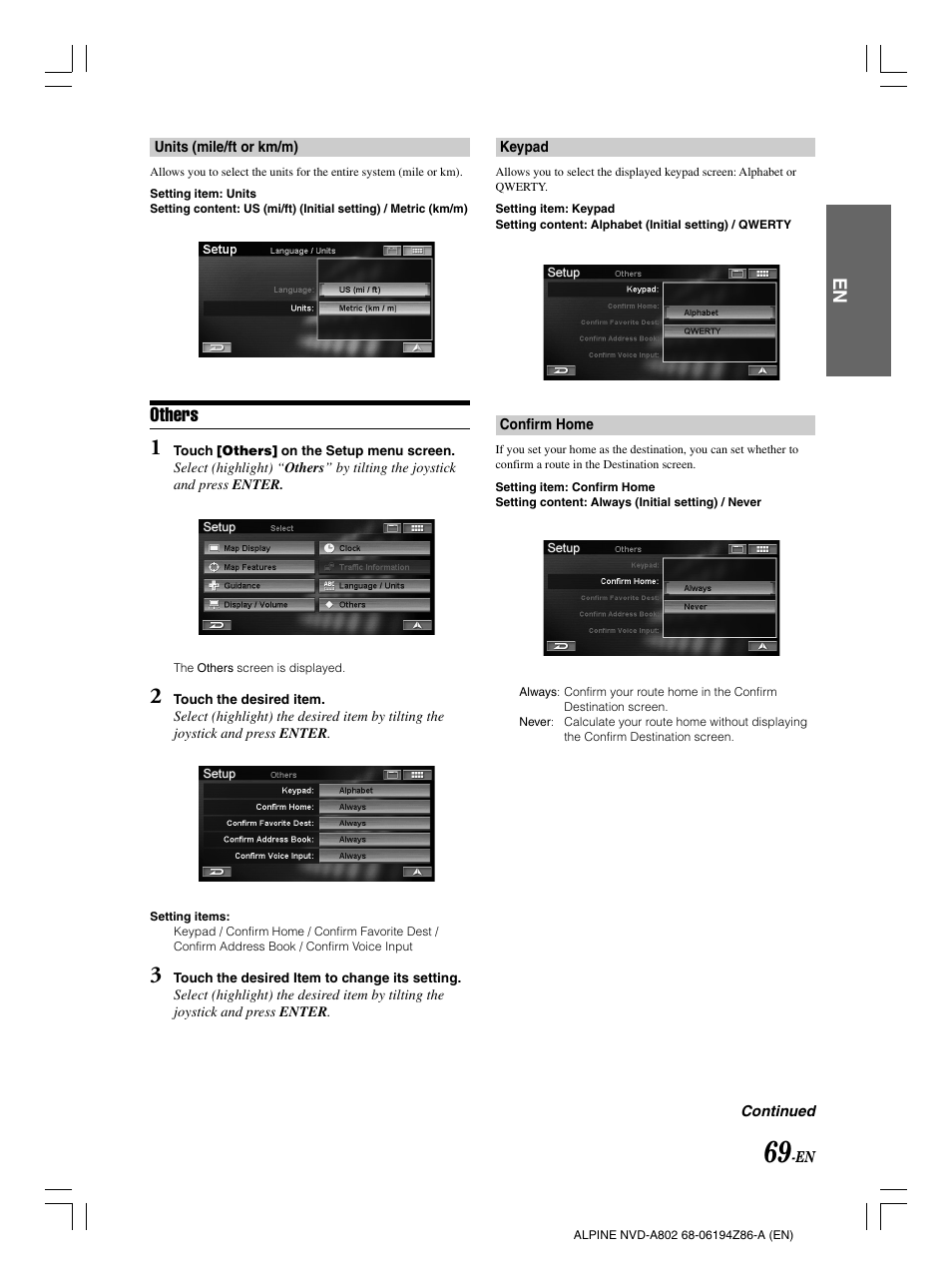 Others | Alpine NVD-A802 User Manual | Page 72 / 252