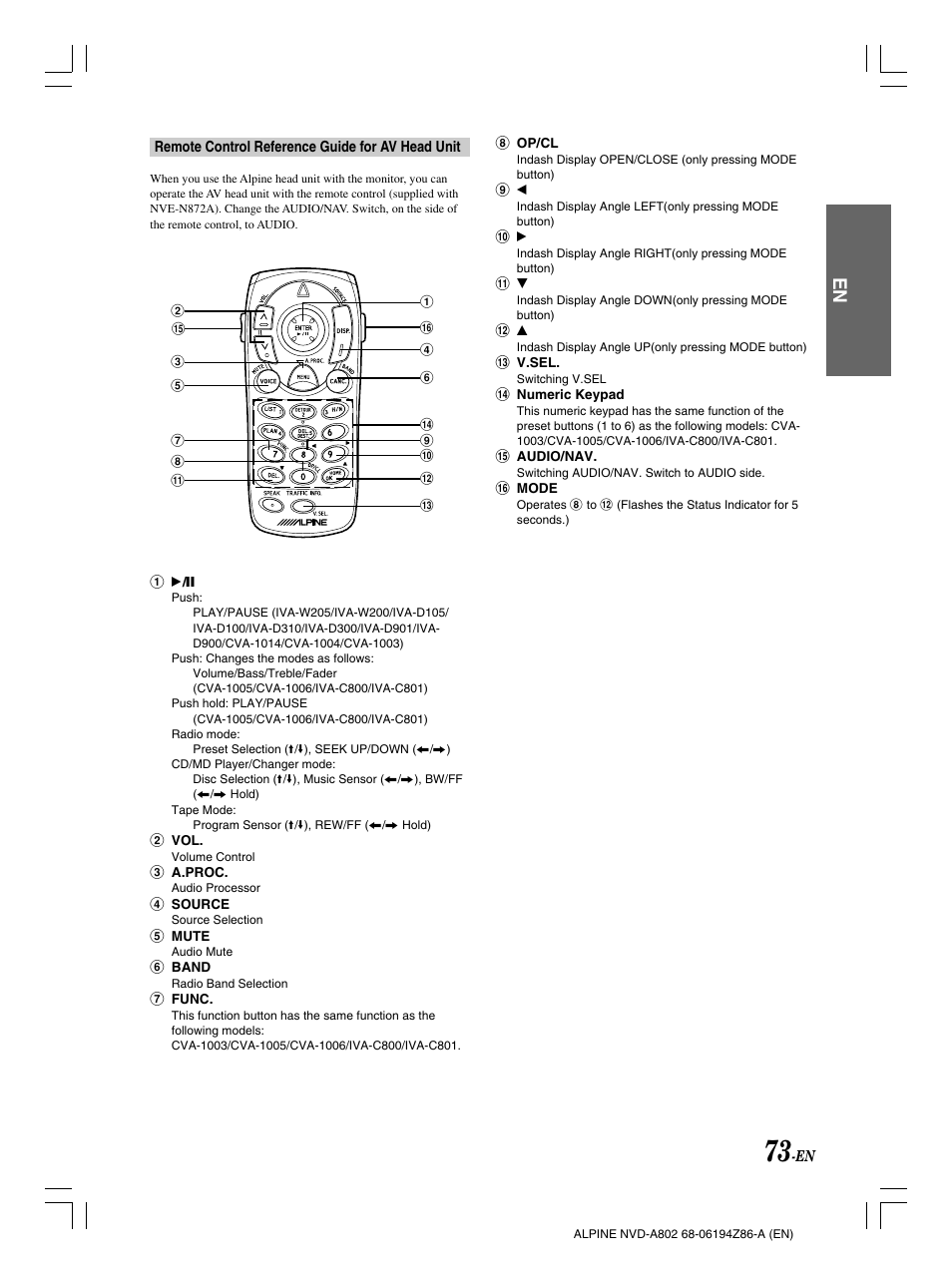 Alpine NVD-A802 User Manual | Page 76 / 252