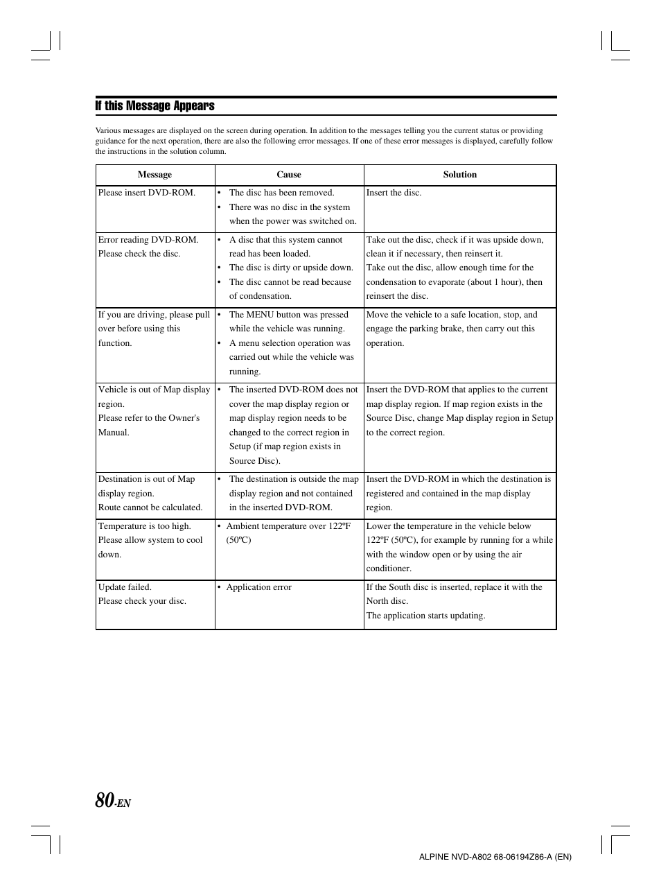 If this message appears | Alpine NVD-A802 User Manual | Page 83 / 252