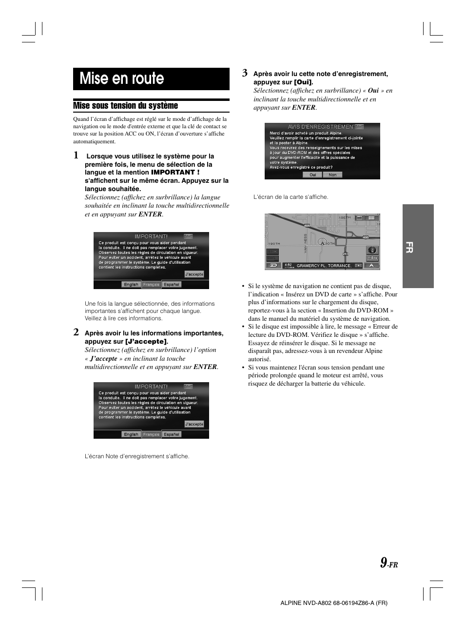 Mise en route | Alpine NVD-A802 User Manual | Page 94 / 252