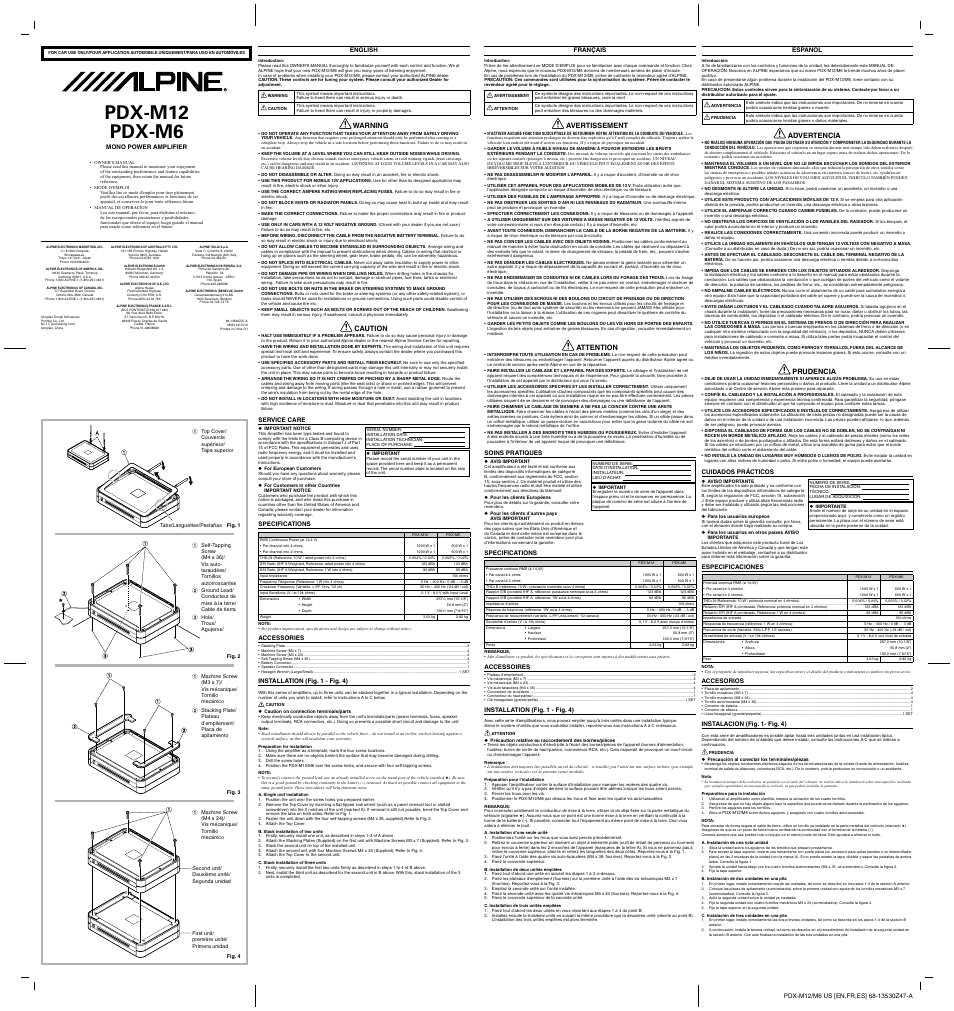 Alpine PDX-M6 User Manual | 2 pages