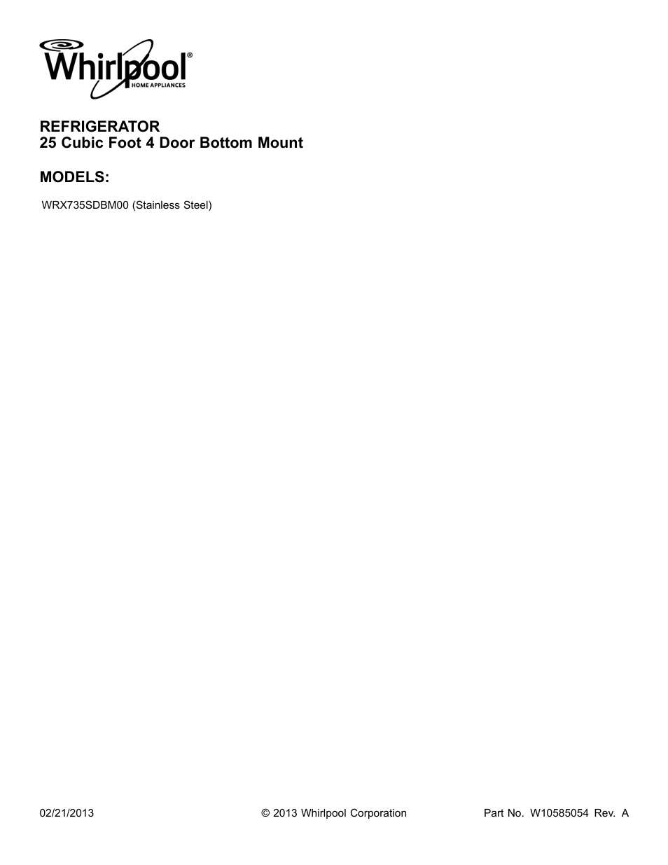 Whirlpool WRX735SDBM User Manual | 22 pages