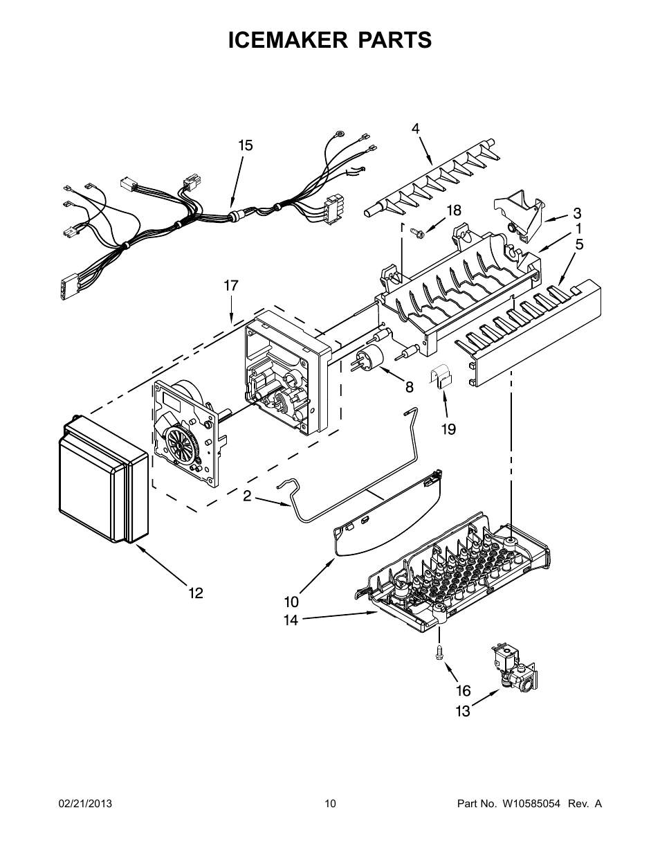 Icemaker, Icemaker parts | Whirlpool WRX735SDBM User Manual | Page 10 / 22