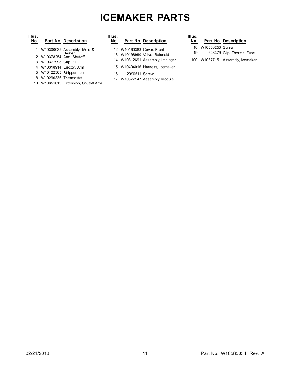 Icemaker parts | Whirlpool WRX735SDBM User Manual | Page 11 / 22