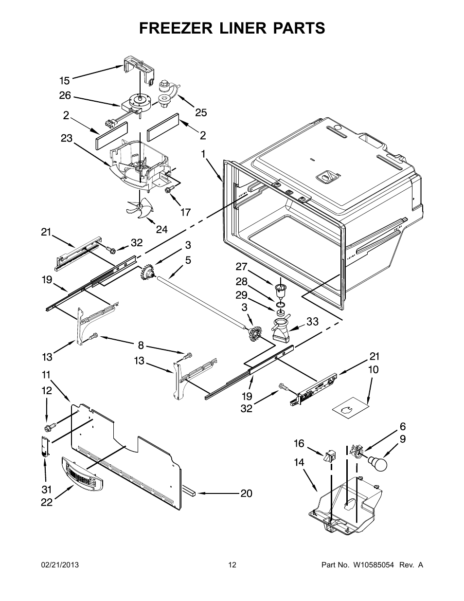 Freezer liner, Freezer liner parts | Whirlpool WRX735SDBM User Manual | Page 12 / 22