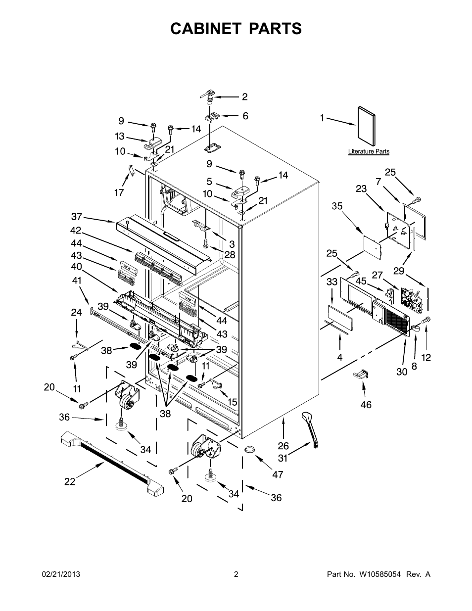 Cabinet, Cabinet parts | Whirlpool WRX735SDBM User Manual | Page 2 / 22