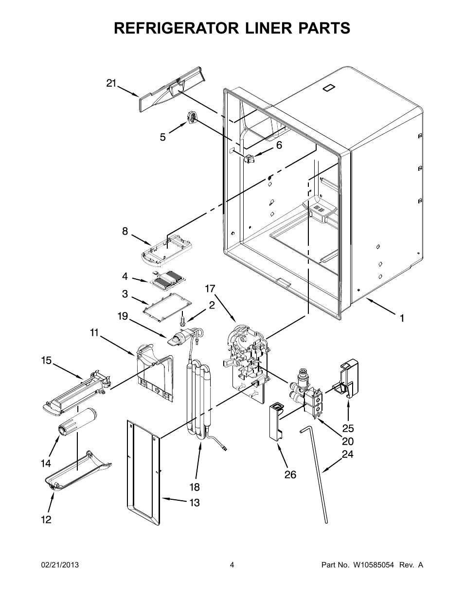 Refrigerator liner, Refrigerator liner parts | Whirlpool WRX735SDBM User Manual | Page 4 / 22