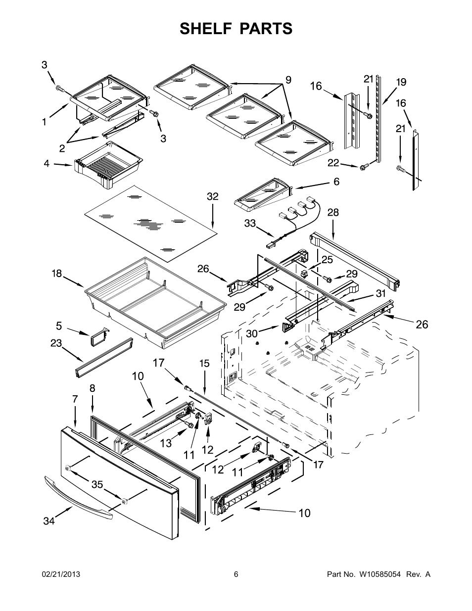 Shelf, Shelf parts | Whirlpool WRX735SDBM User Manual | Page 6 / 22