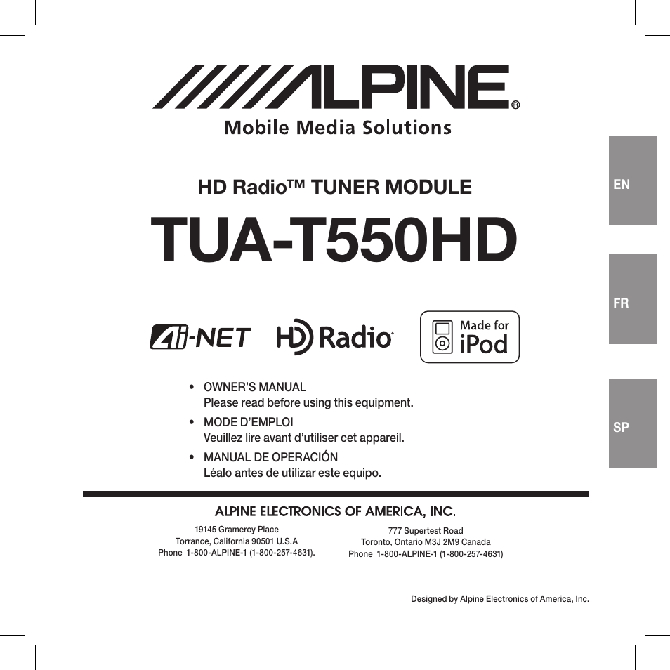 Alpine TUA-T550HD User Manual | 24 pages