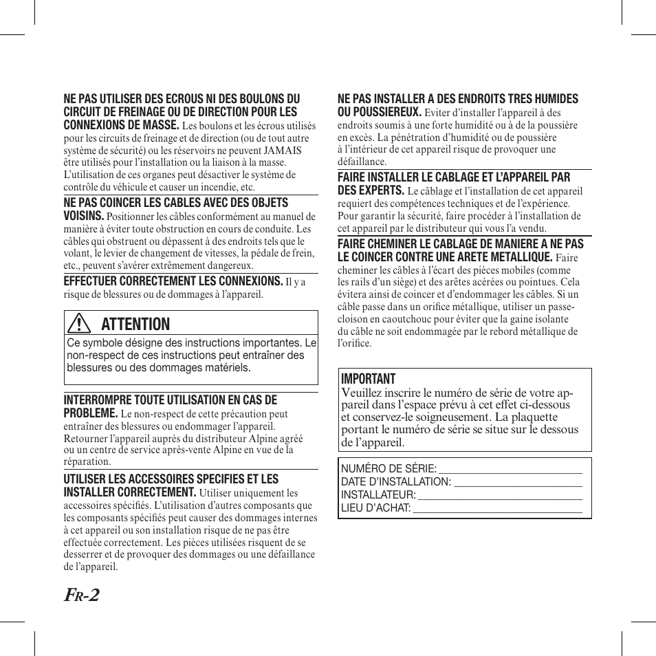 Attention, Important | Alpine TUA-T550HD User Manual | Page 10 / 24