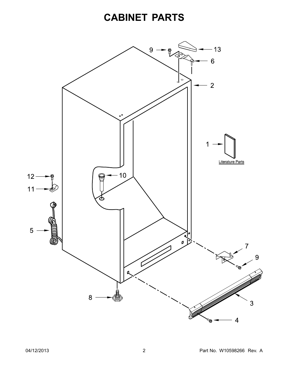 Cabinet, Cabinet parts | Whirlpool EV200NZBQ User Manual | Page 2 / 10