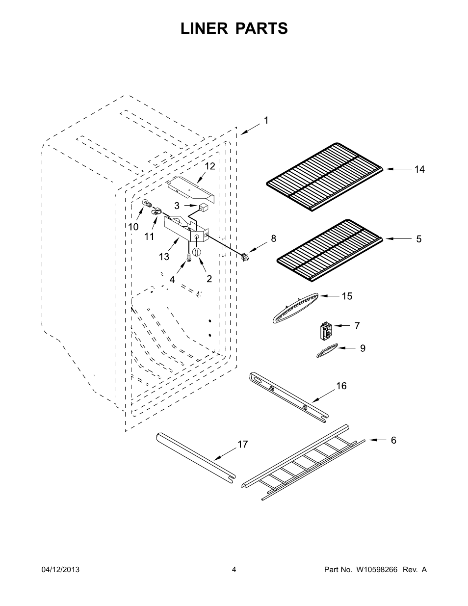 Liner, Liner parts | Whirlpool EV200NZBQ User Manual | Page 4 / 10