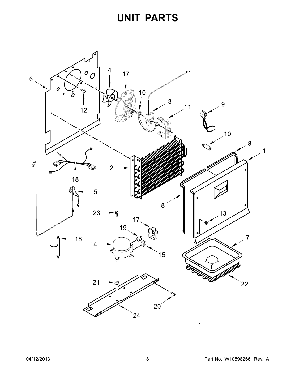 Unit, Unit parts | Whirlpool EV200NZBQ User Manual | Page 8 / 10