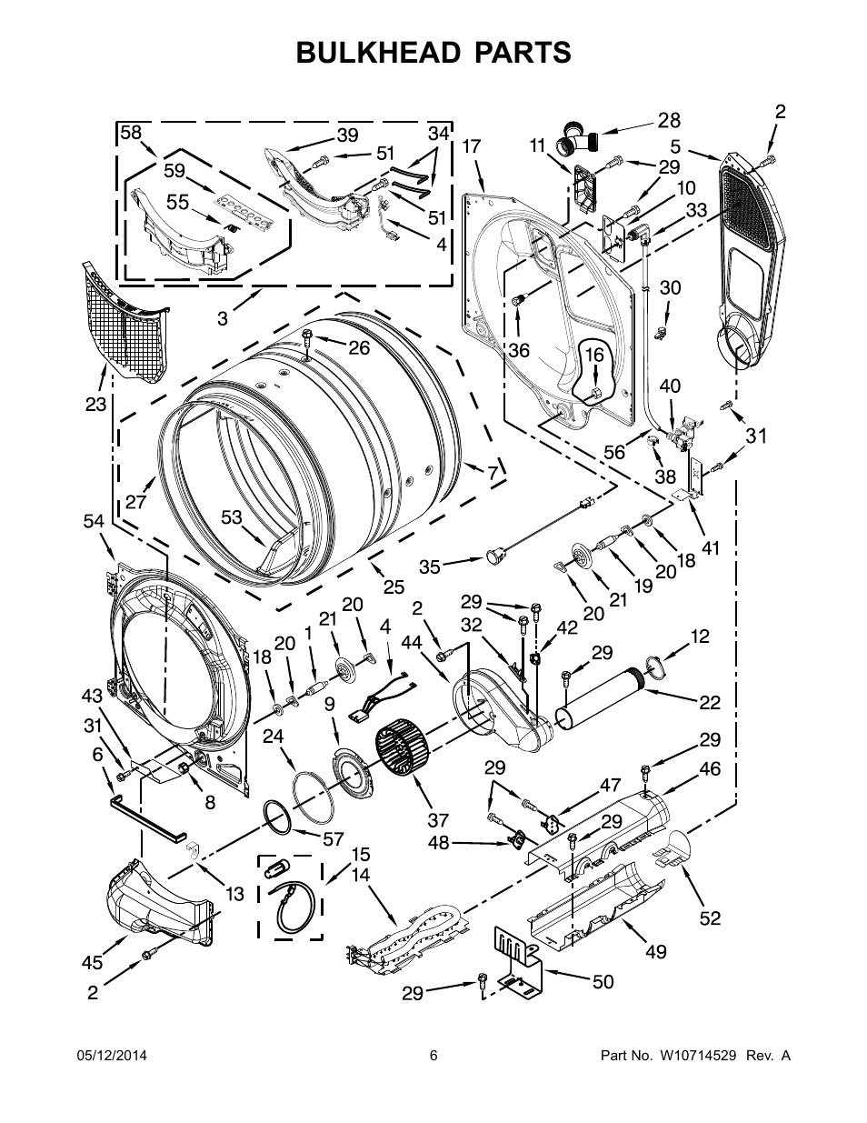 Bulkhead parts | Whirlpool WED97HEDBD User Manual | Page 6 / 10