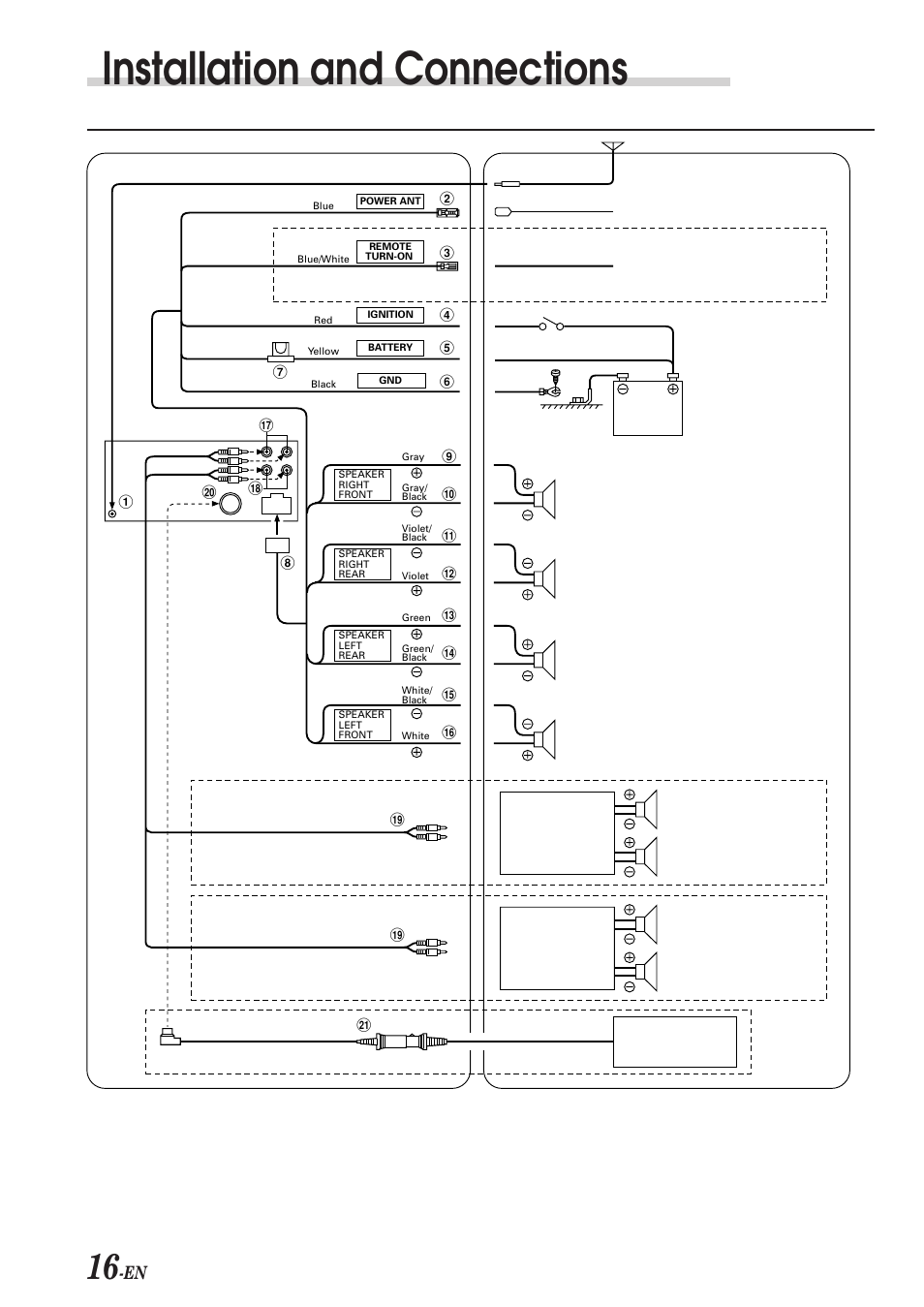 Installation and connections, Connections | Alpine CDE-7853 User Manual | Page 18 / 19