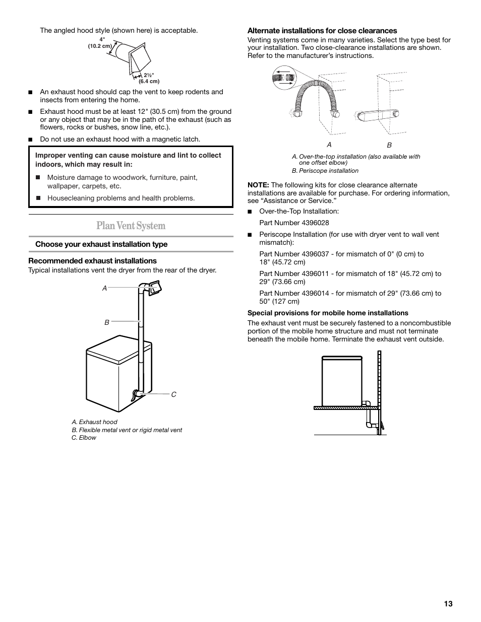 Plan vent system | Whirlpool LER3622PQ User Manual | Page 13 / 24