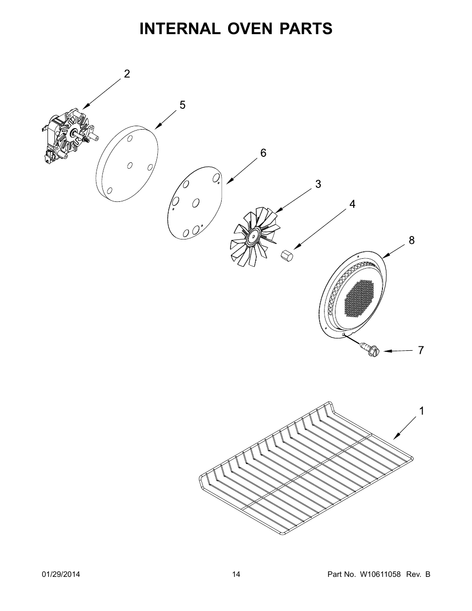 Internal oven, Internal oven parts | Whirlpool WGG755S0BE00 User Manual | Page 14 / 16