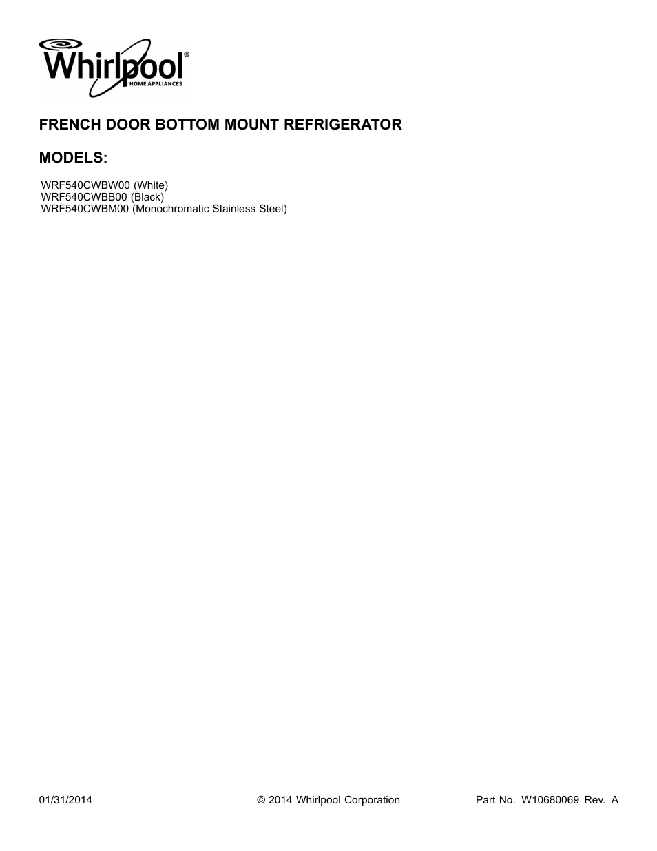 Whirlpool WRF540CWBM User Manual | 18 pages