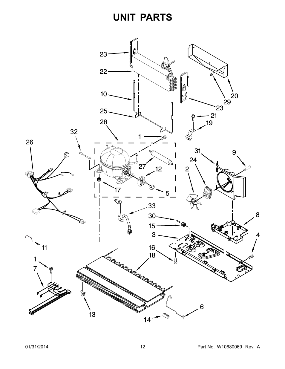 Unit, Unit parts | Whirlpool WRF540CWBM User Manual | Page 12 / 18