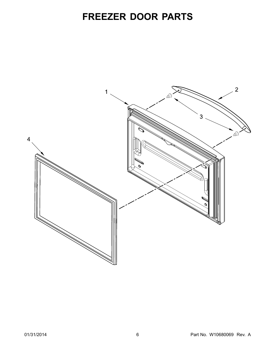 Freezer door, Freezer door parts | Whirlpool WRF540CWBM User Manual | Page 6 / 18