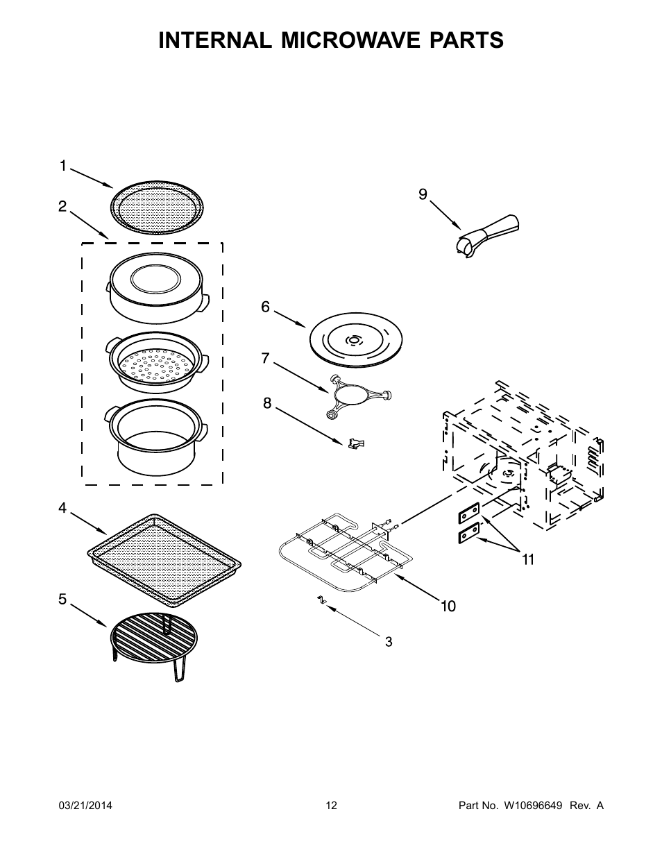 Internal microwave parts | Whirlpool WOC54EC0AS User Manual | Page 12 / 18