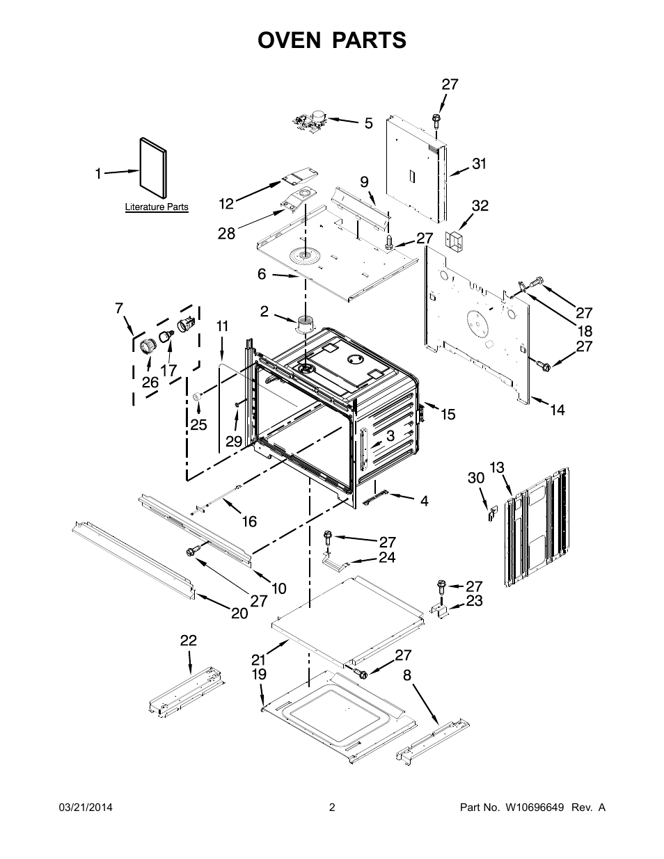 Oven parts | Whirlpool WOC54EC0AS User Manual | Page 2 / 18