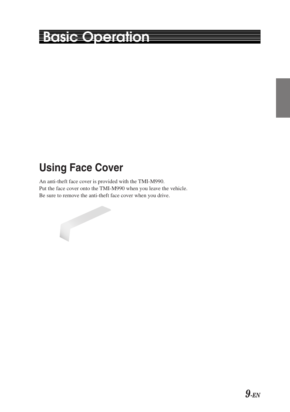 Basic operation, Using face cover | Alpine TMI-M990 User Manual | Page 13 / 68