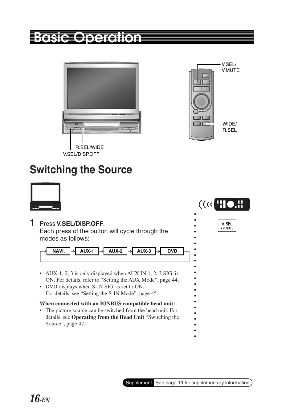 Basic operation, Switching the source | Alpine TMI-M990 User Manual | Page 20 / 68