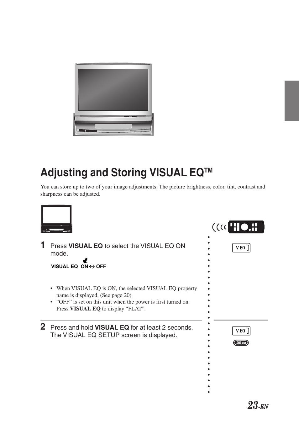 Adjusting and storing visual eq | Alpine TMI-M990 User Manual | Page 27 / 68