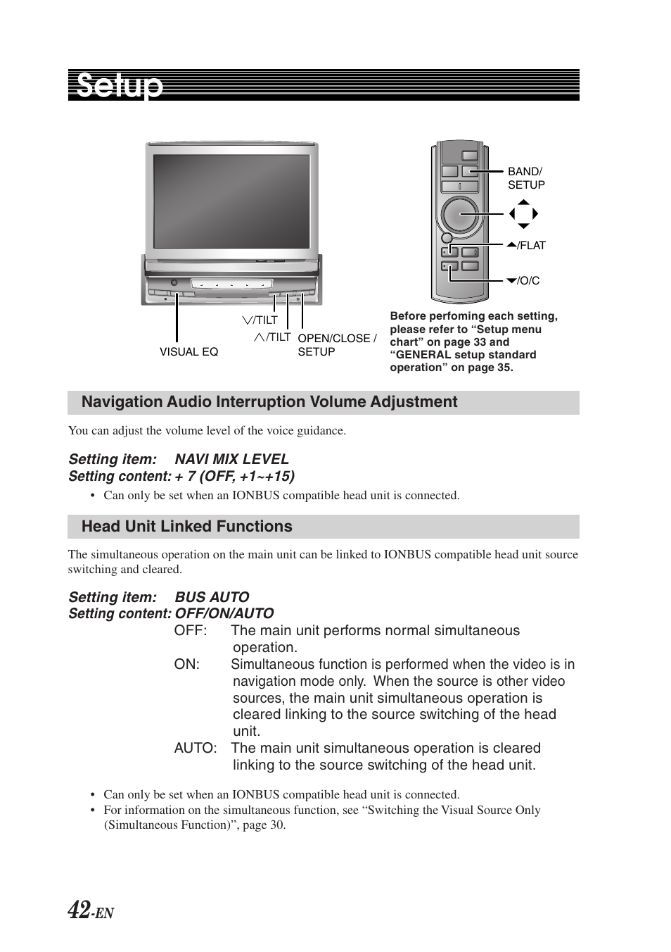 Setup | Alpine TMI-M990 User Manual | Page 46 / 68