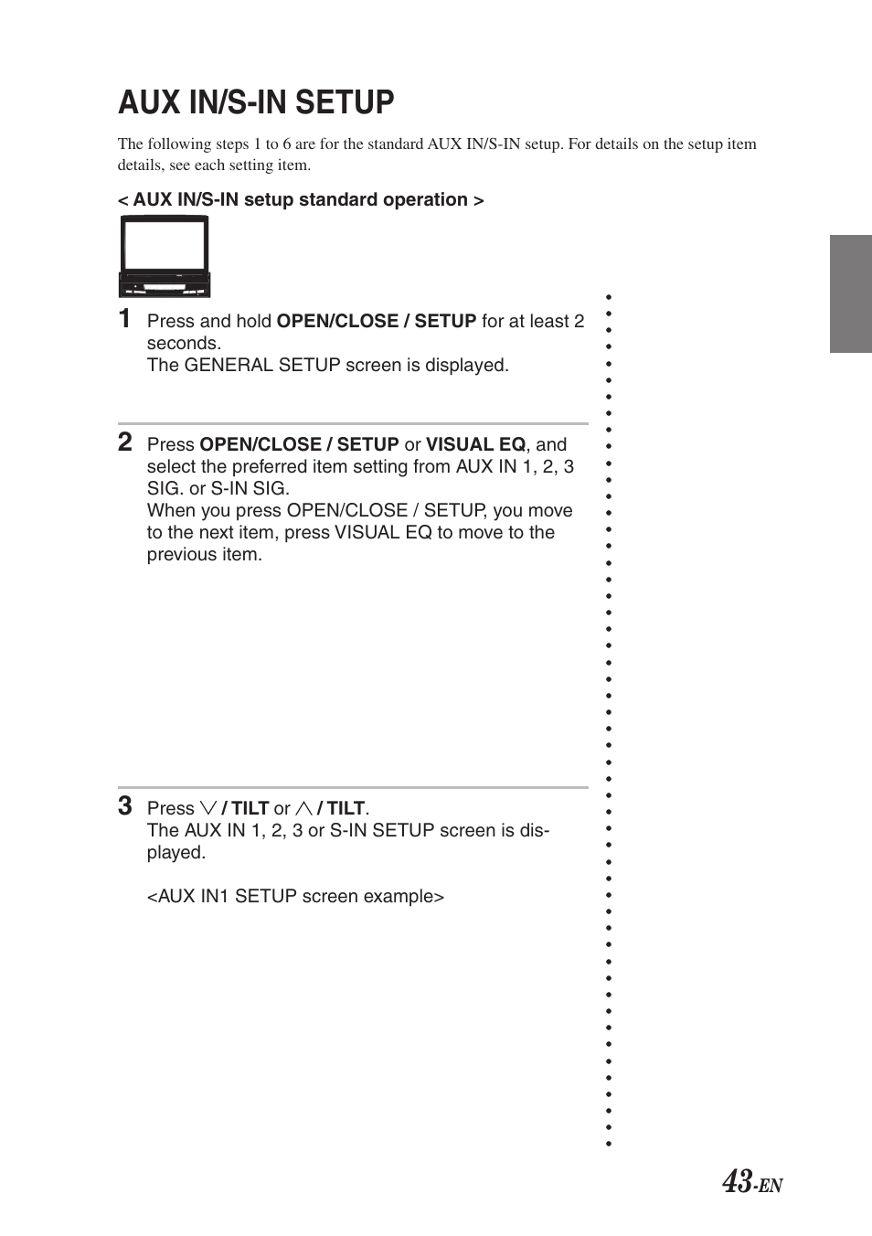 Aux in/s-in setup | Alpine TMI-M990 User Manual | Page 47 / 68