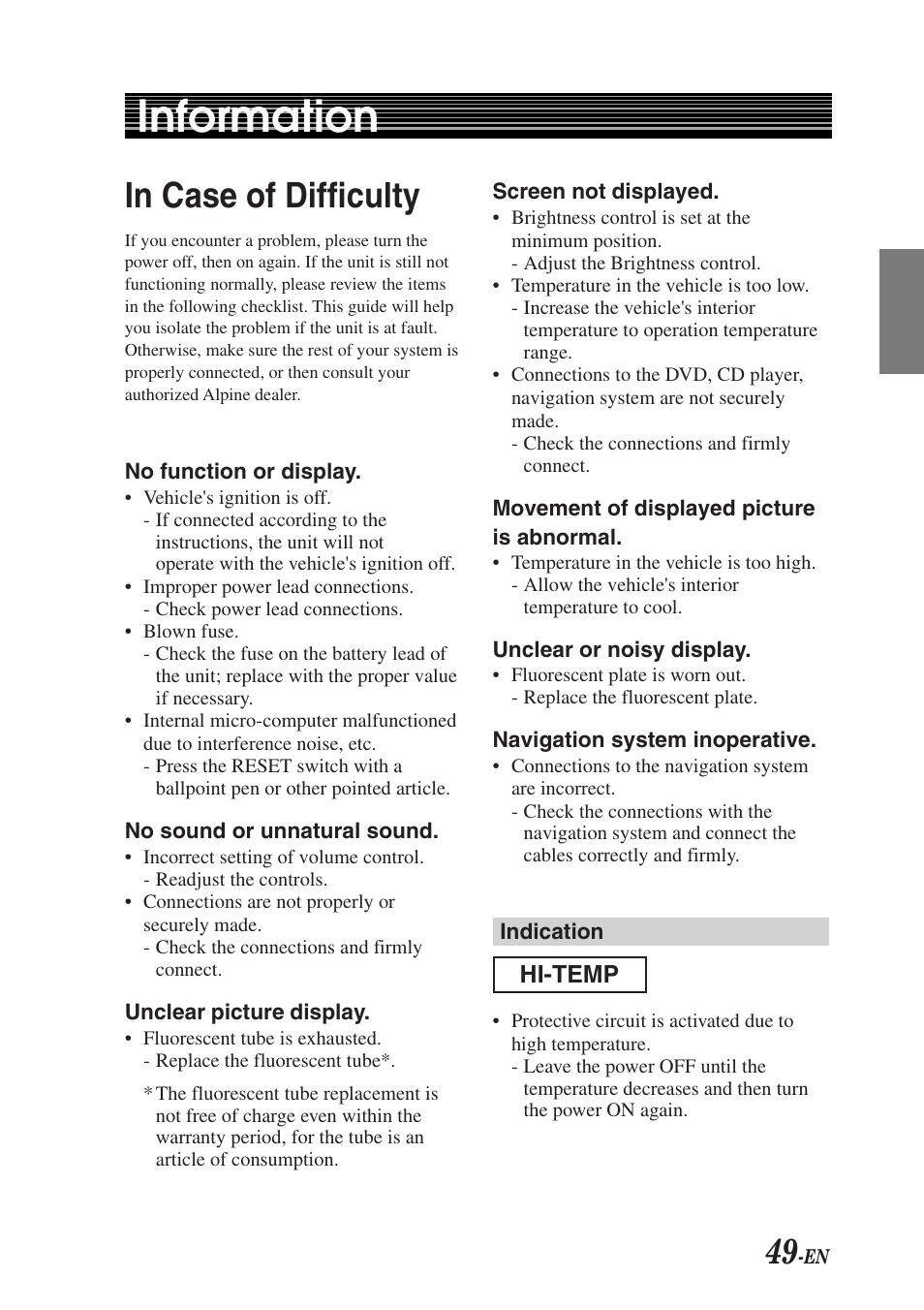 Information | Alpine TMI-M990 User Manual | Page 53 / 68