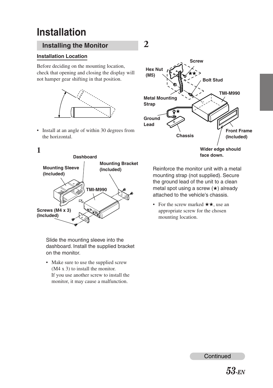 Installation | Alpine TMI-M990 User Manual | Page 57 / 68