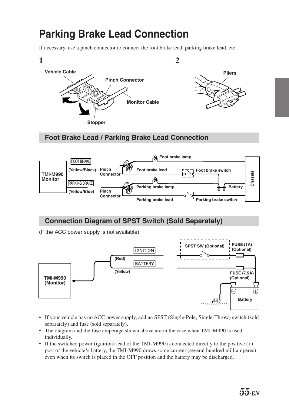 Parking brake lead connection | Alpine TMI-M990 User Manual | Page 59 / 68