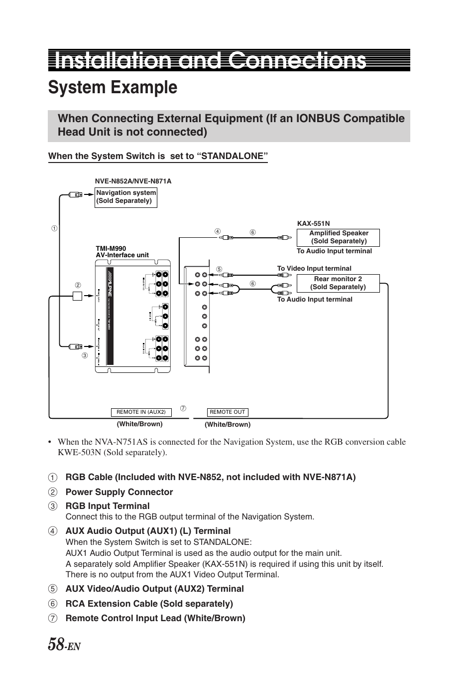 Installation and connections, System example | Alpine TMI-M990 User Manual | Page 62 / 68