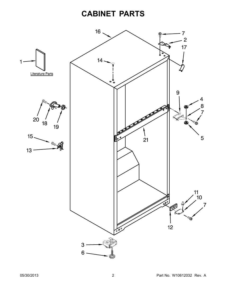 Cabinet, Cabinet parts | Whirlpool W8TXNWMBQ User Manual | Page 2 / 14