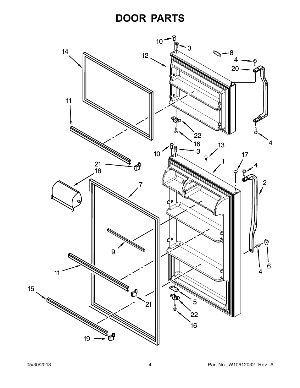 Door, Door parts | Whirlpool W8TXNWMBQ User Manual | Page 4 / 14