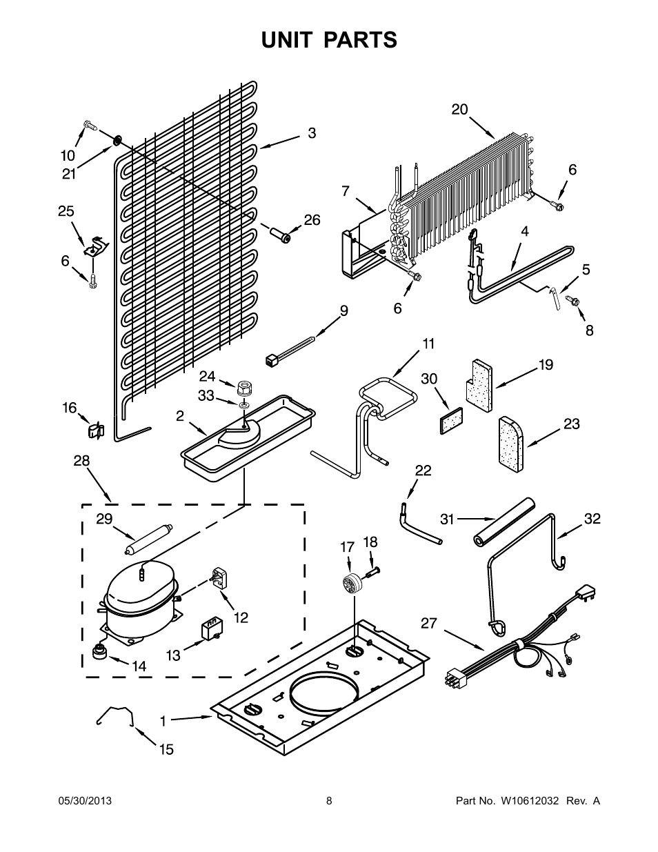 Unit, Unit parts | Whirlpool W8TXNWMBQ User Manual | Page 8 / 14