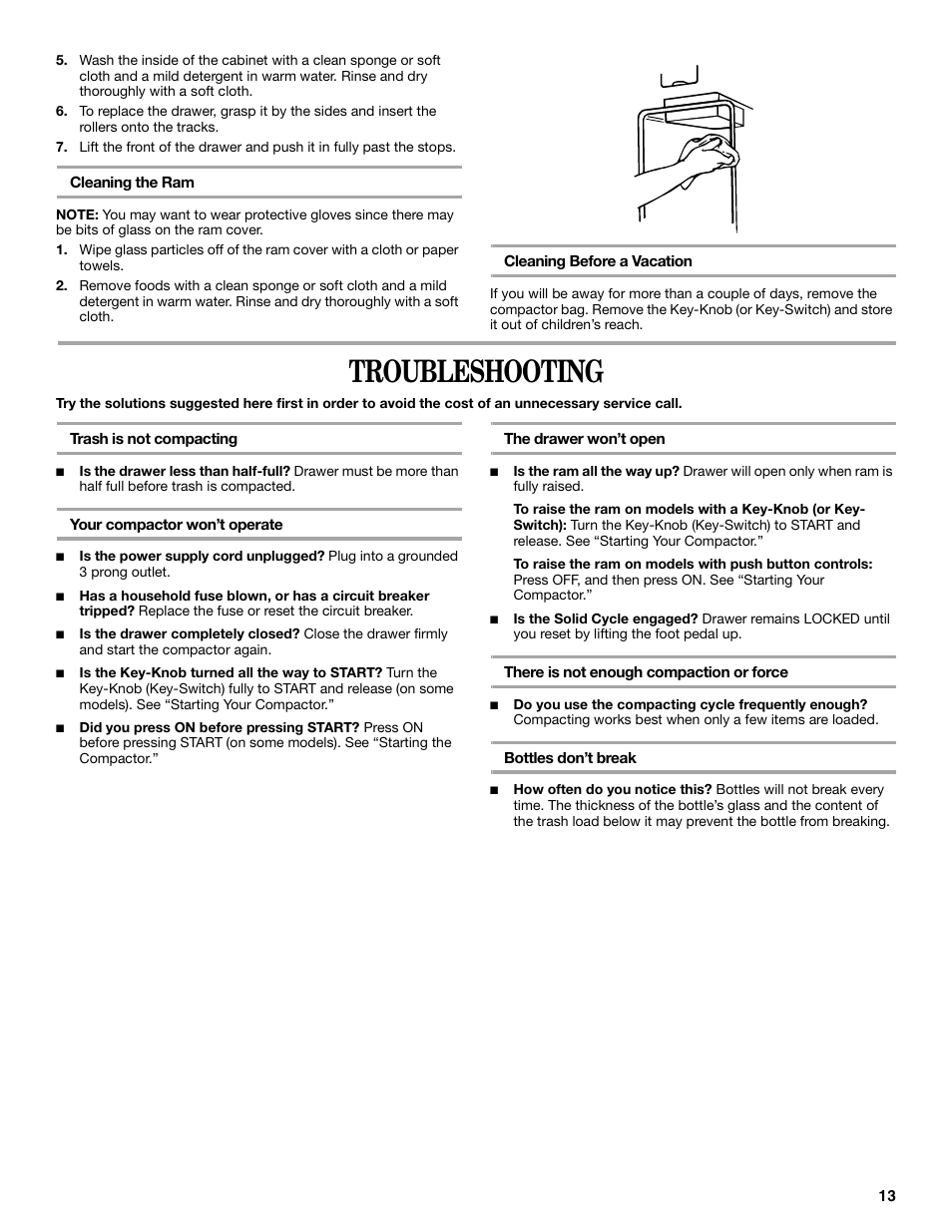 Troubleshooting | Whirlpool GC900QPPB User Manual | Page 13 / 16