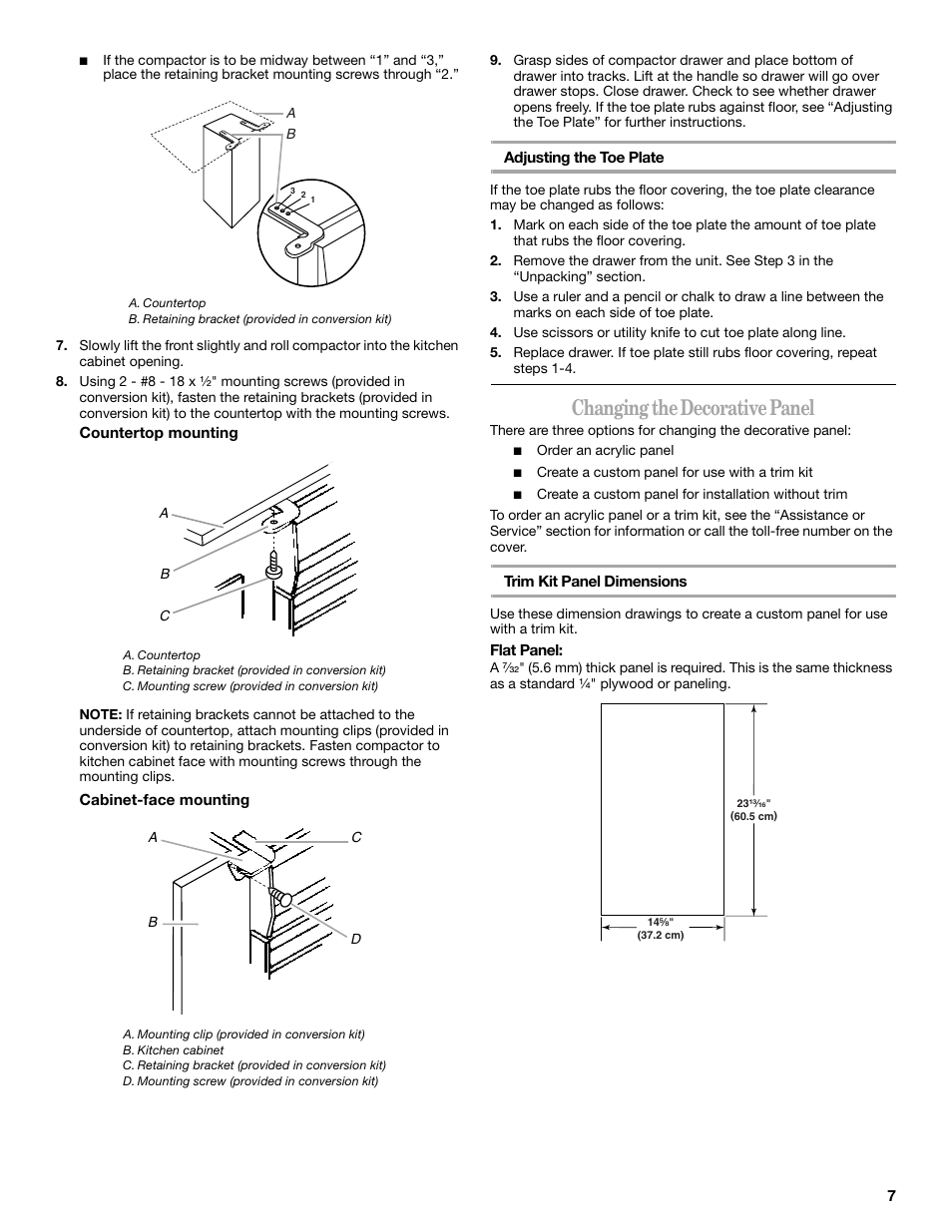 Changing the decorative panel | Whirlpool GC900QPPB User Manual | Page 7 / 16